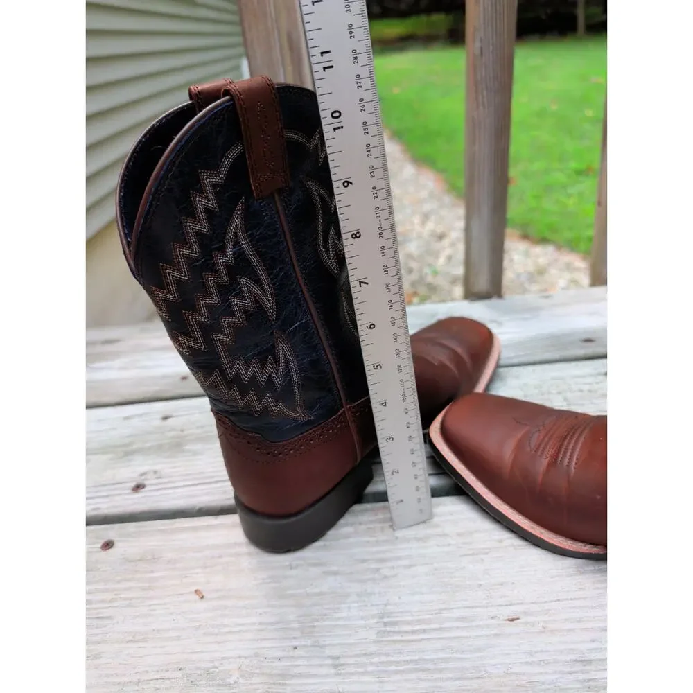 Ariat Youth Kid Tycoon Western Leather 6 Boots Wiggle Room 10021591 Brown Blue